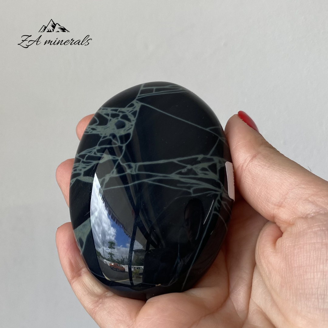 Polished Spiderweb Obsidian Palmstone (x1) 0.174kg IY19