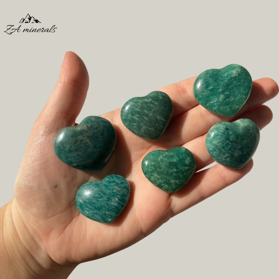 Polished Amazonite Hearts (x12) 0.182kg