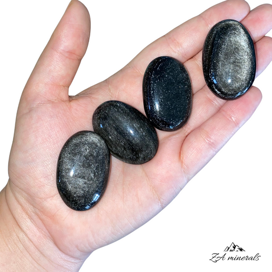 Polished Silversheen Obsidian Palmstones IN05