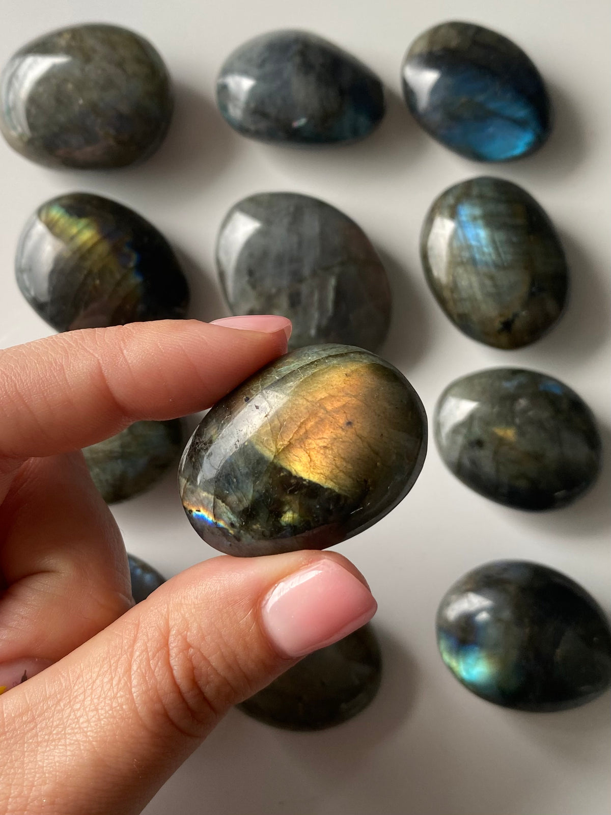 Polished Labradorite pebbles (x12) 0.255kg TT4