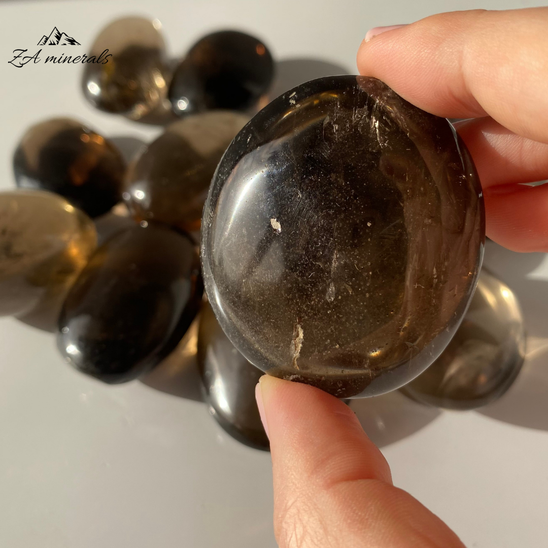 Polished Smoky Quartz Palmstones (x12) 0.958kg