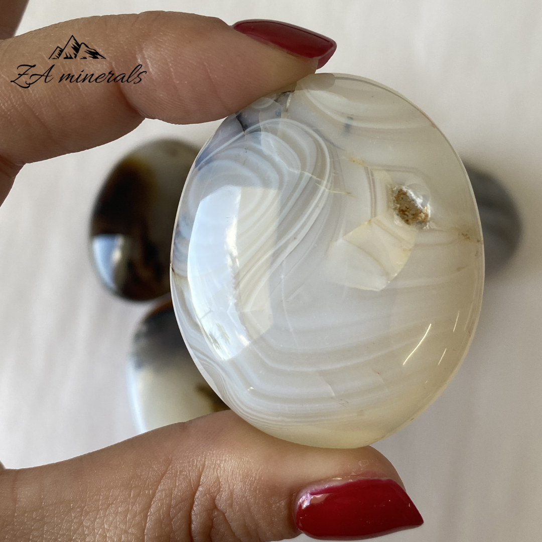 Polished Dendritic Agate palmstones (x6) 0.260kg GB16