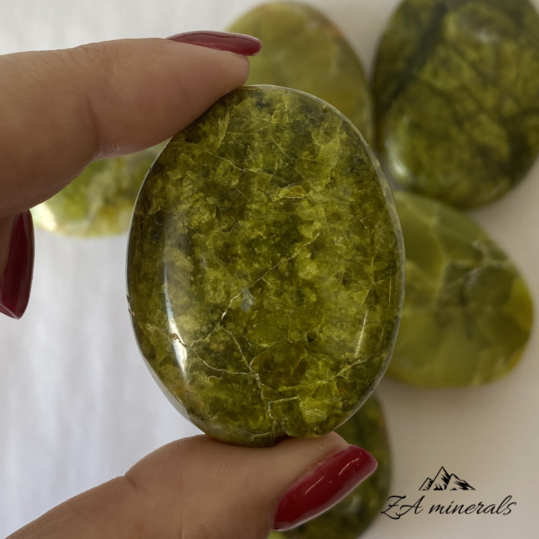 Polished Green Opal Palmstones (x6) 0.250kg GB23