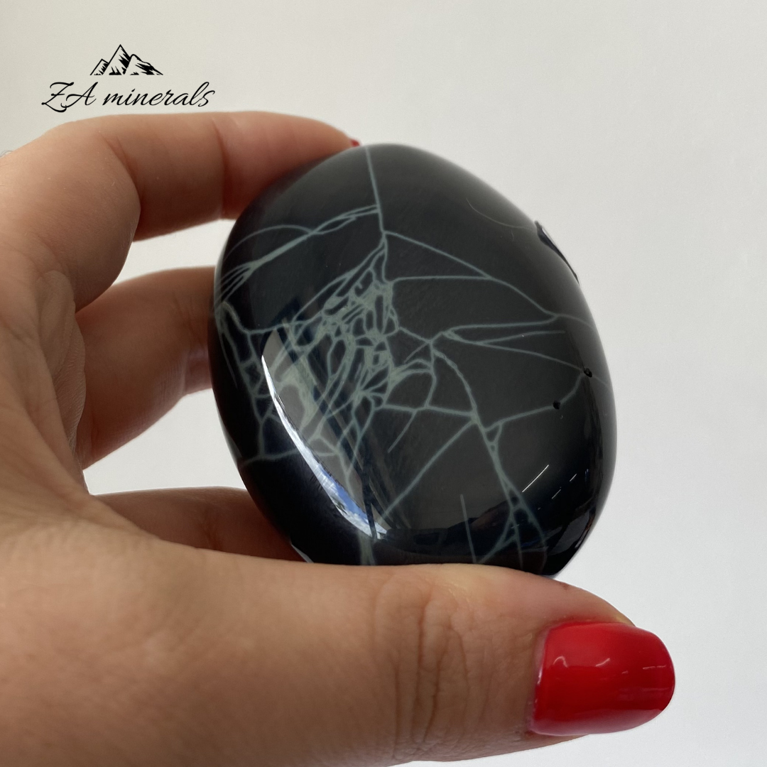 Polished Spiderweb Obsidian Palmstone (x1) 0.136kg IY17
