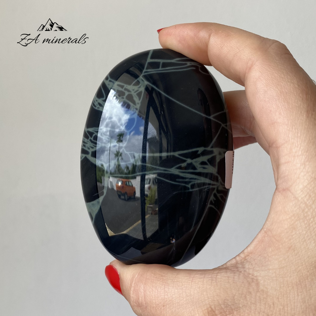 Polished Spiderweb Obsidian Palmstone (x1) 0.174kg IY19