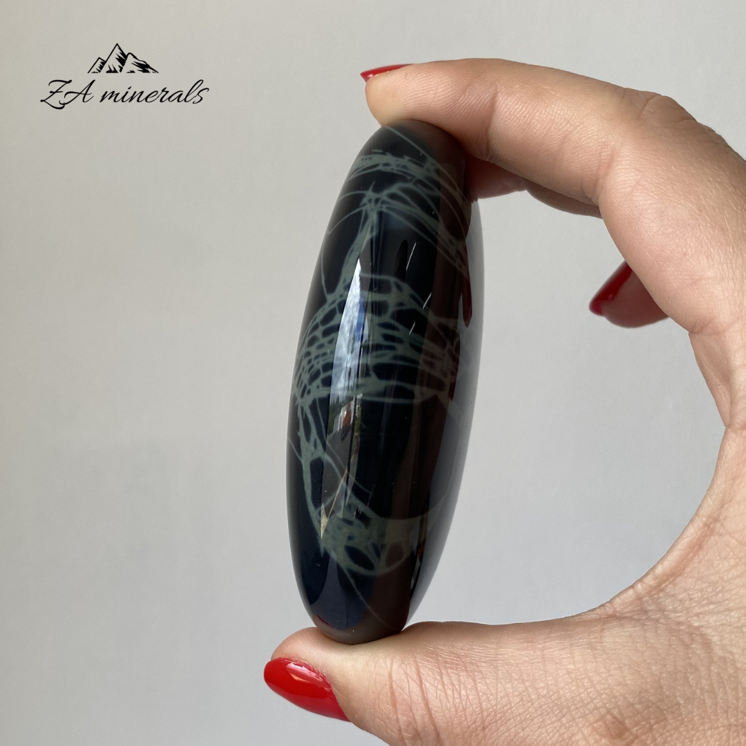 Polished Spiderweb Obsidian Palmstone (x1) 0.174kg IY19