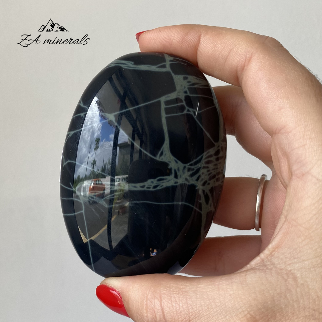 Polished Spiderweb Obsidian Palmstone (x1) 0.174kg IY19