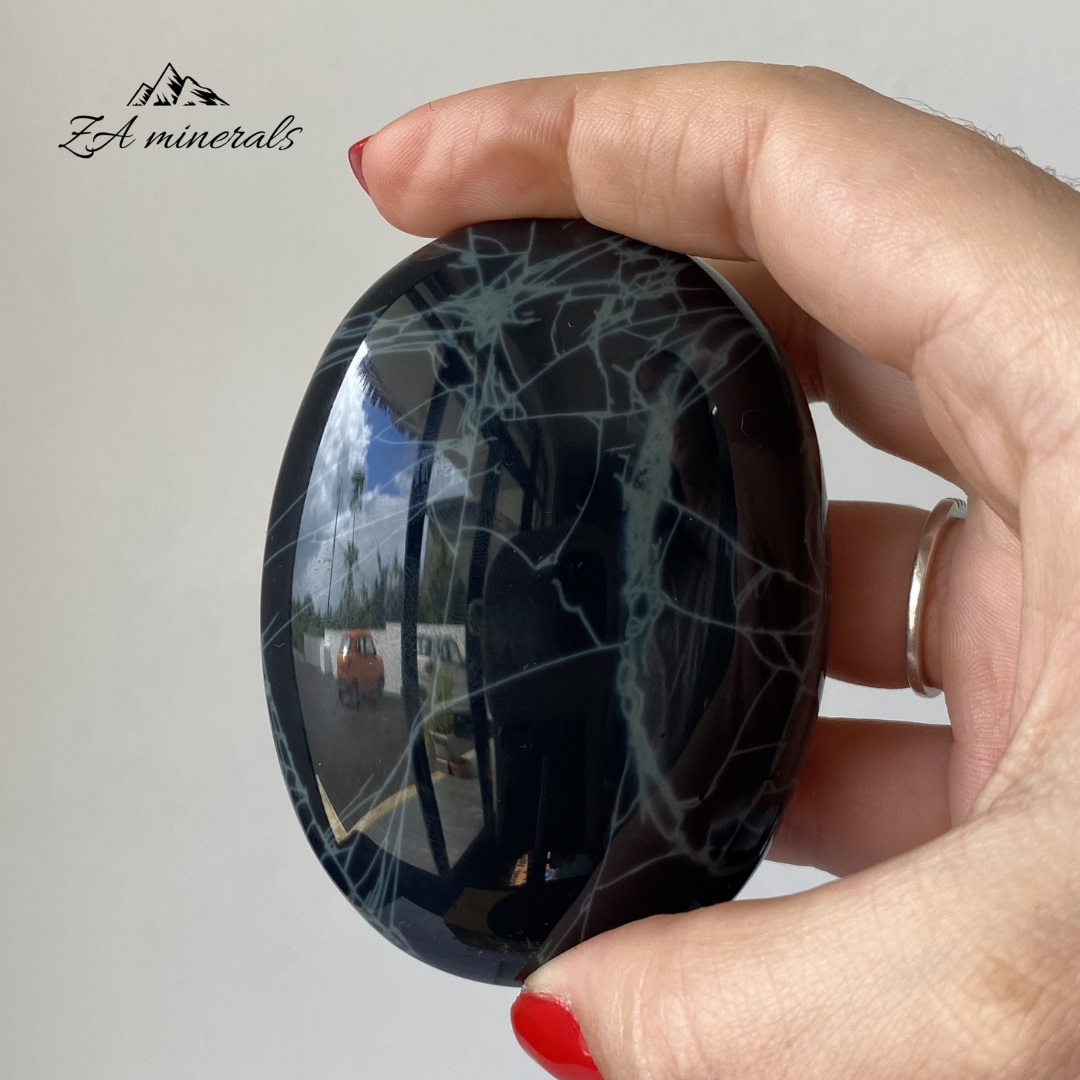 Polished Spiderweb Obsidian Palmstone (x1) 0.148kg IY20