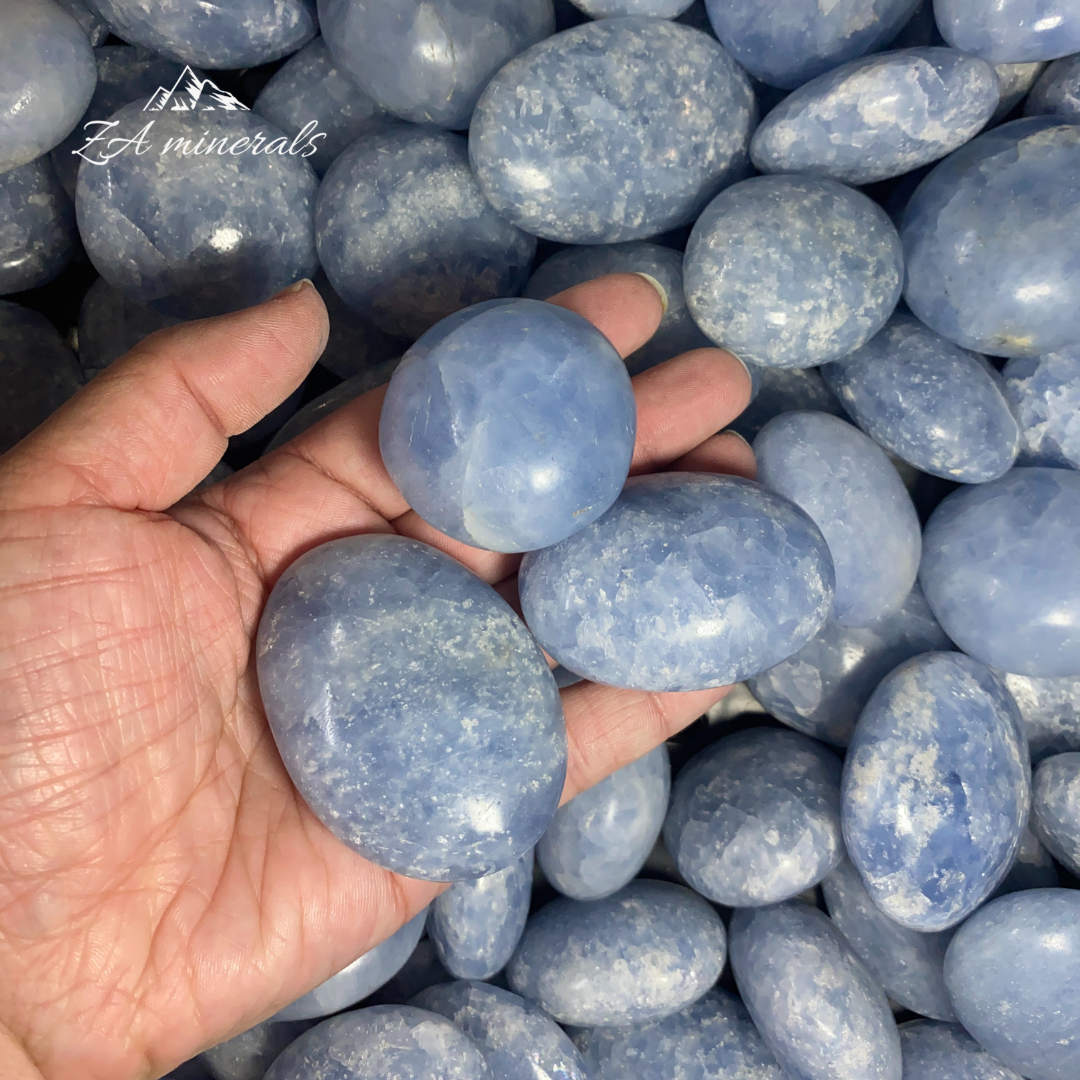 Polished Blue Calcite Palmstones 1kg