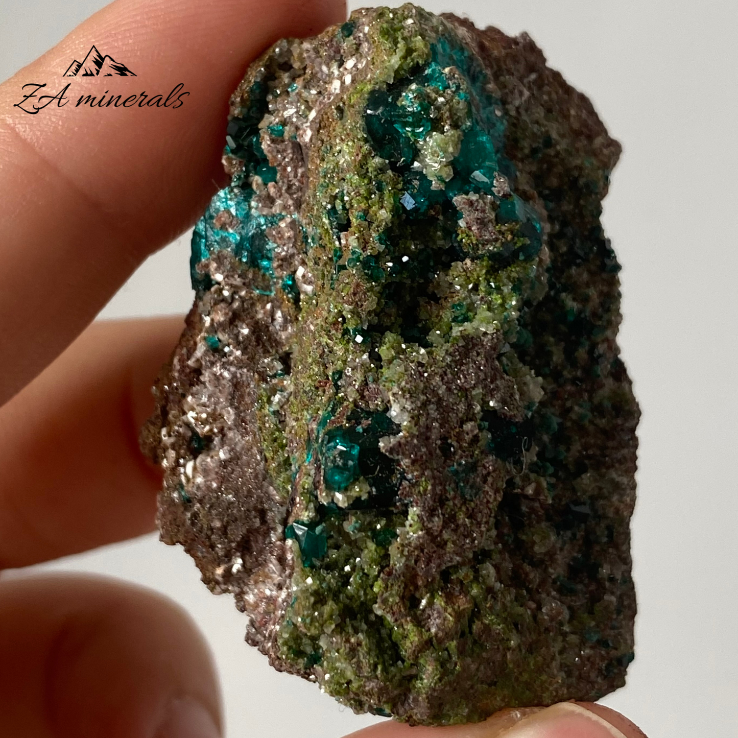 Dioptase Calcite Tsumeb 0.043kg IJ02