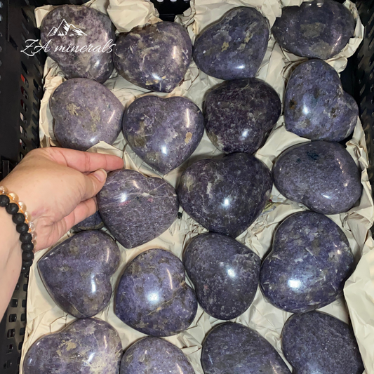 Polished Lepidolite Hearts 1kg