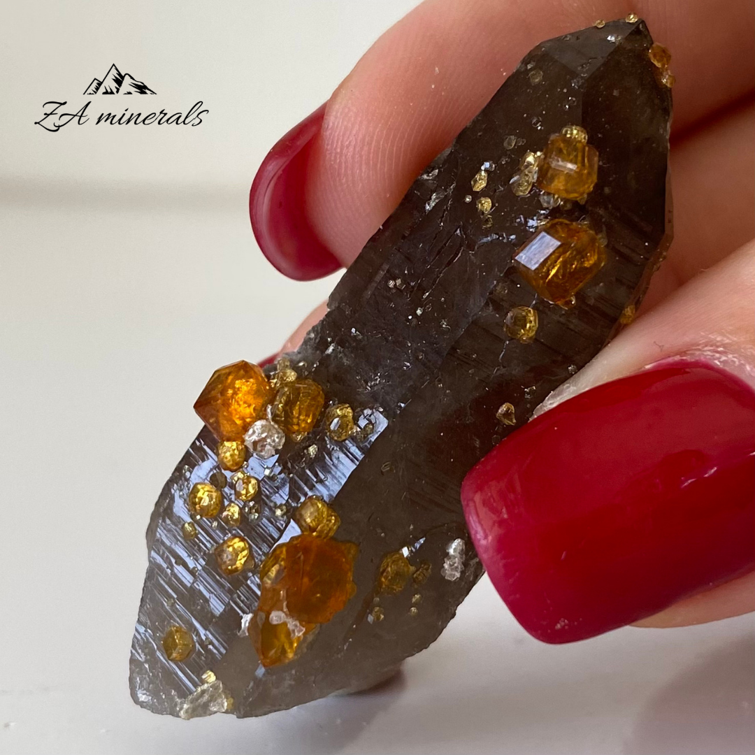 Spessartine Garnet & Smoky Quartz 0.013kg