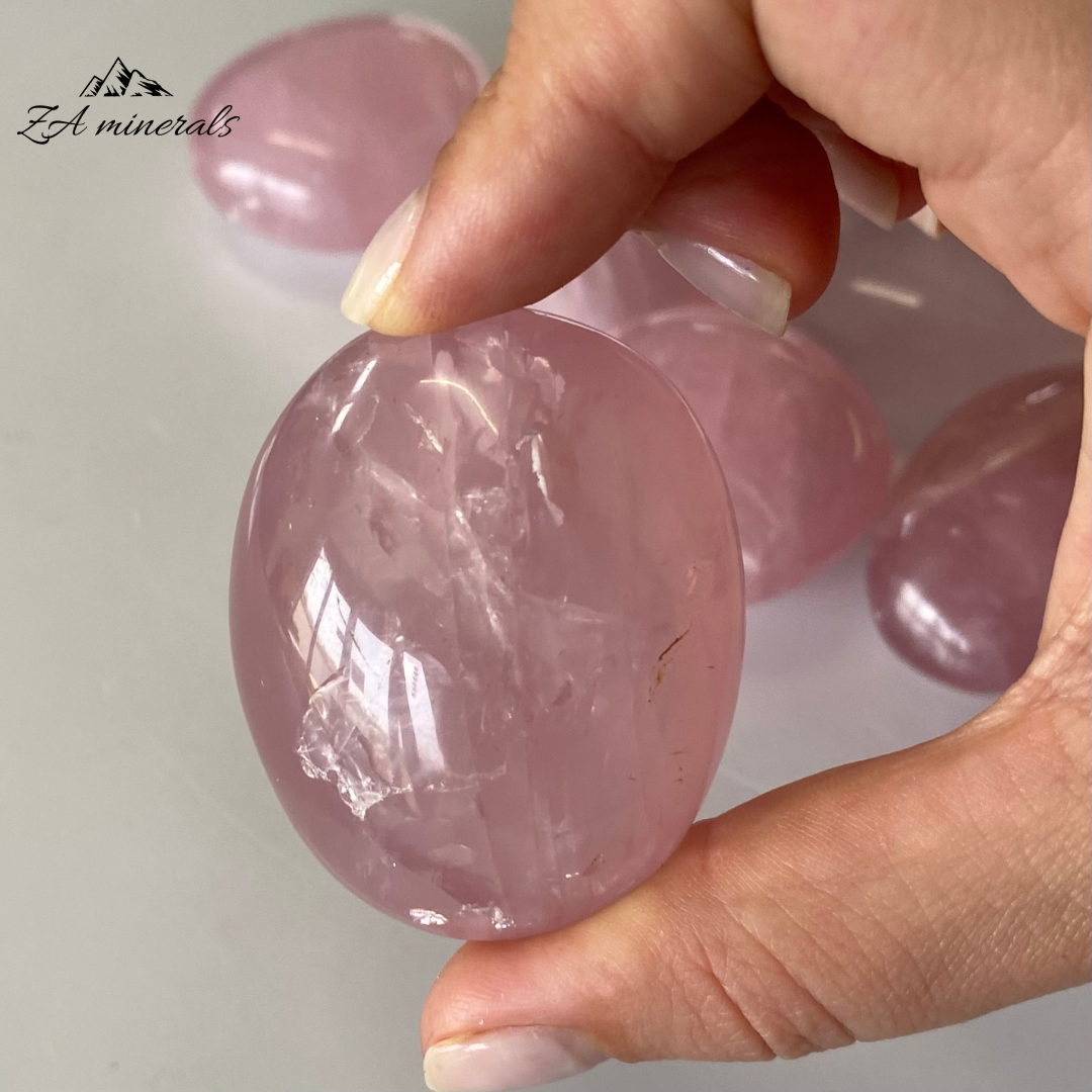 Polished Rose Quartz Palmstones (x2)  0.160kg IS3