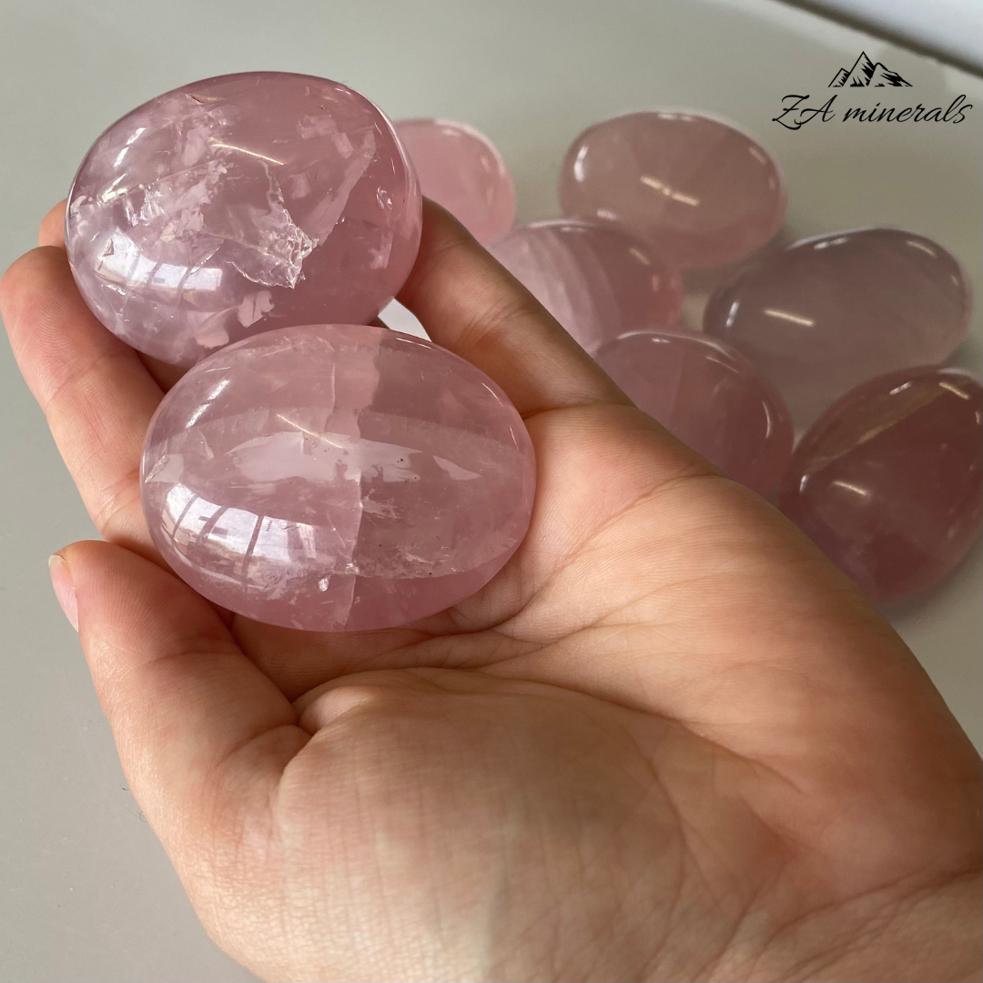 Polished Rose Quartz Palmstones (x2)  0.160kg IS3