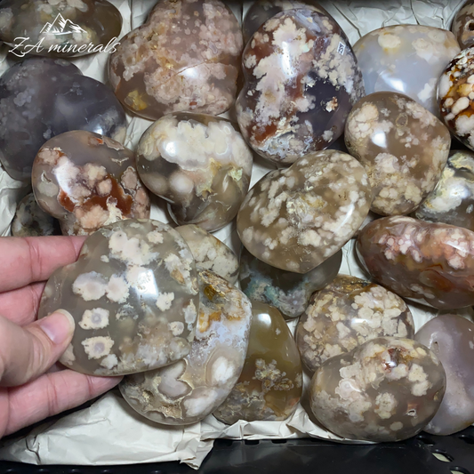 Polished Flower Agate Hearts  1kg