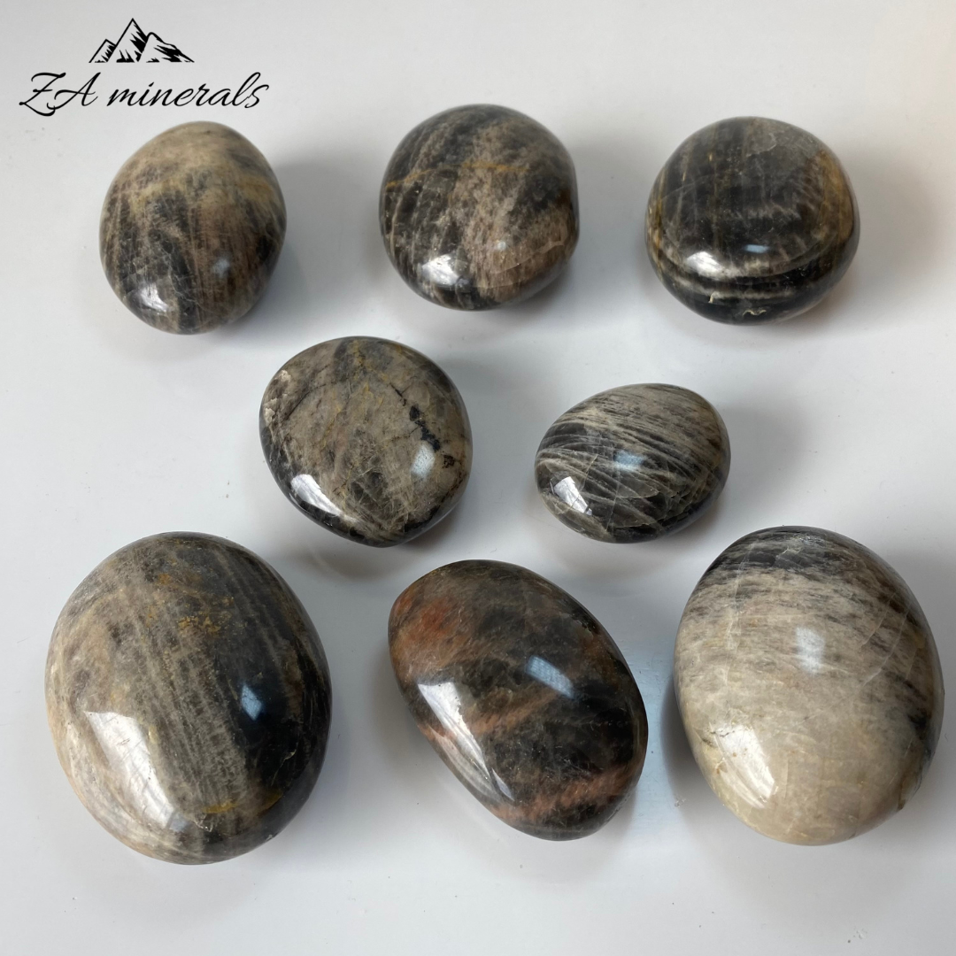 Polished Black Moonstone Palmstones 1kg