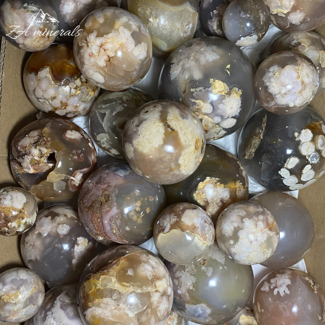 Polished Flower Agate Spheres  1kg