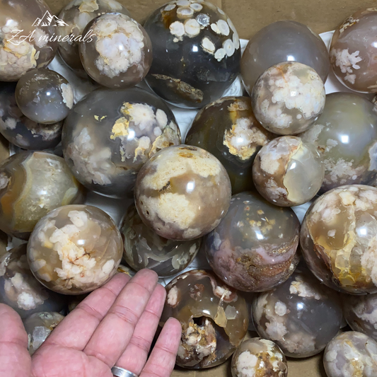 Polished Flower Agate Spheres  1kg