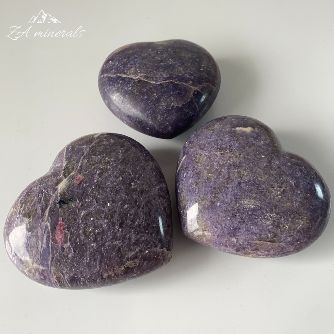 Polished Lepidolite Hearts 1kg