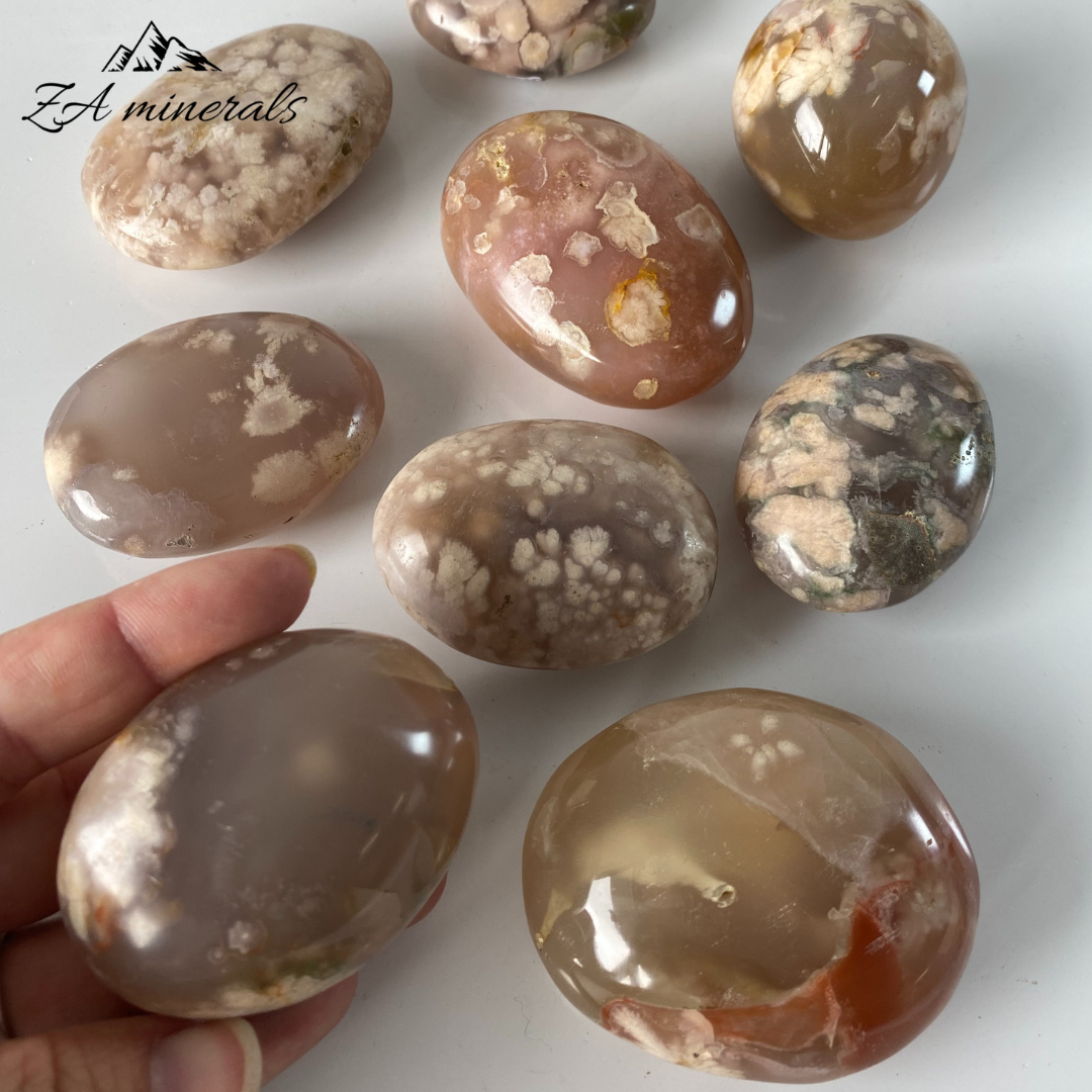 Polished Flower Agate Palmstones  1kg