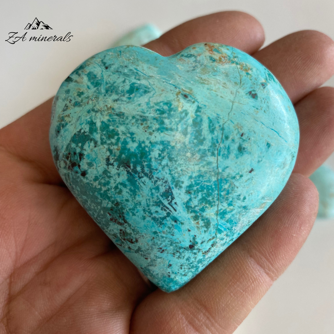 Polished Chrysocolla Hearts 1kg