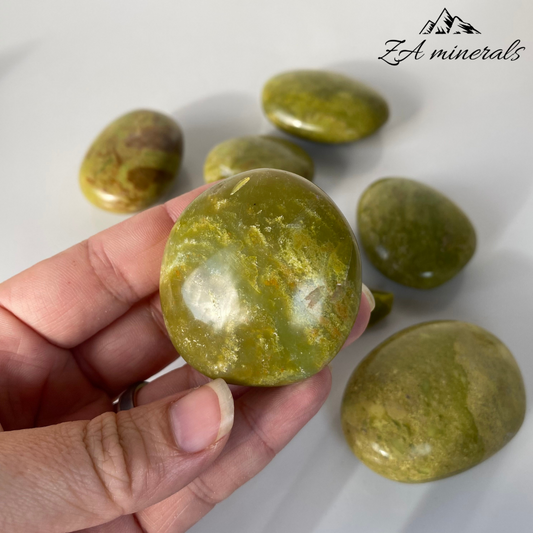 Polished Green Opal Palmstones (Low Grade) 1kg