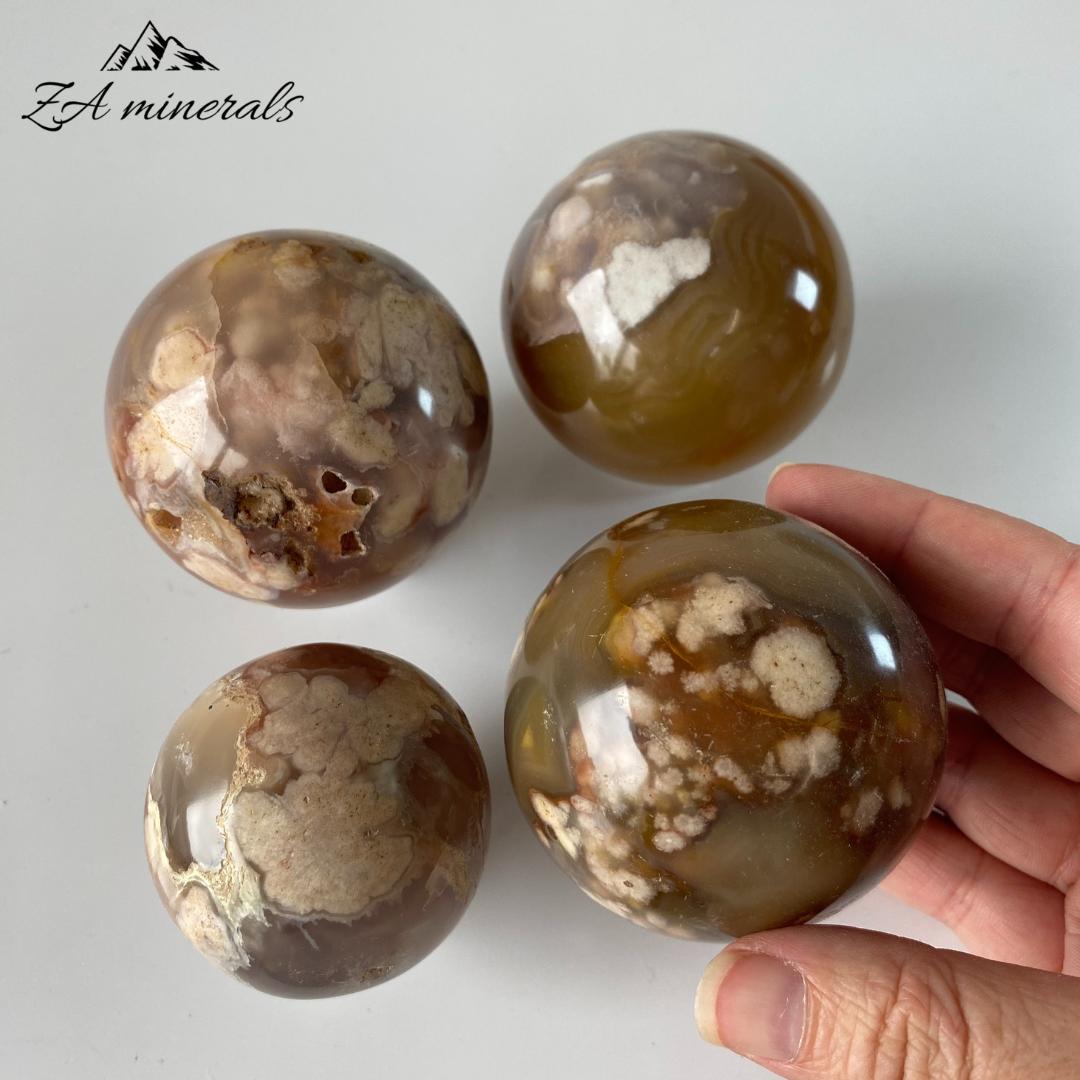 Polished Flower Agate Spheres  1kg