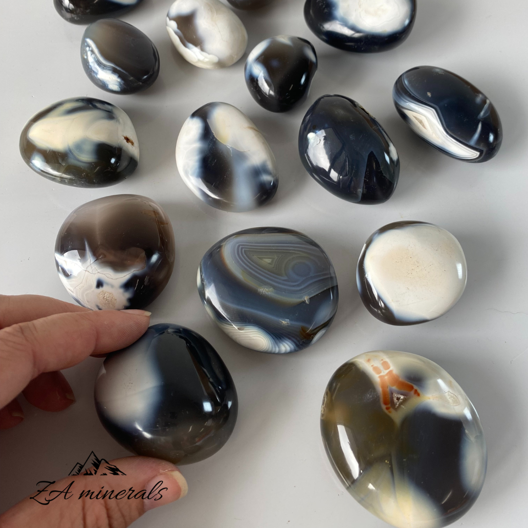 Polished Orca Agate Palmstones  1kg