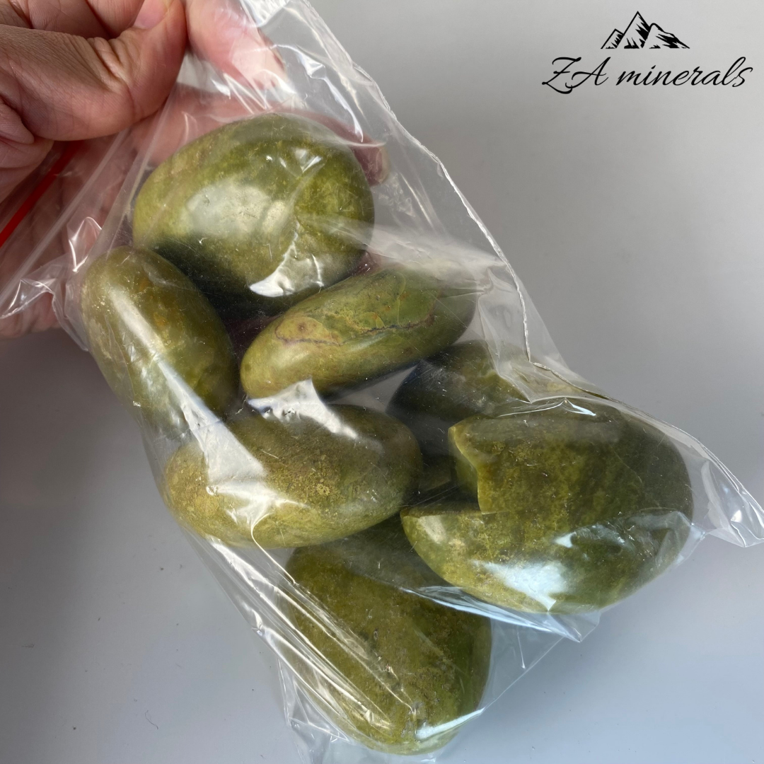 Polished Green Opal Palmstones (Low Grade) 1kg