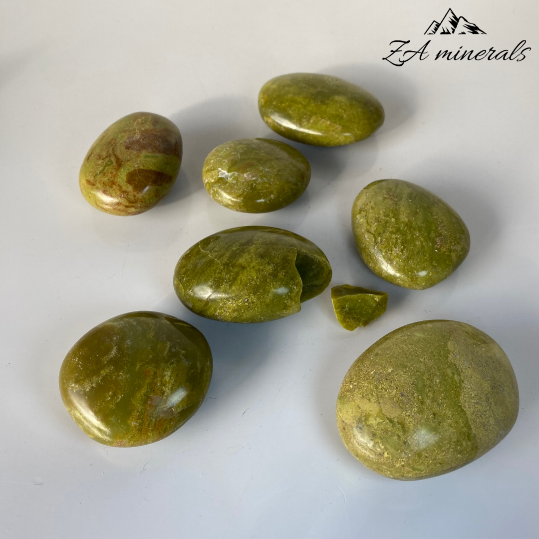 Polished Green Opal Palmstones (Low Grade) 1kg