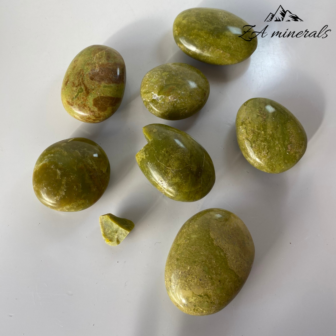 Polished Green Opal Palmstones (Low Grade) 1kg