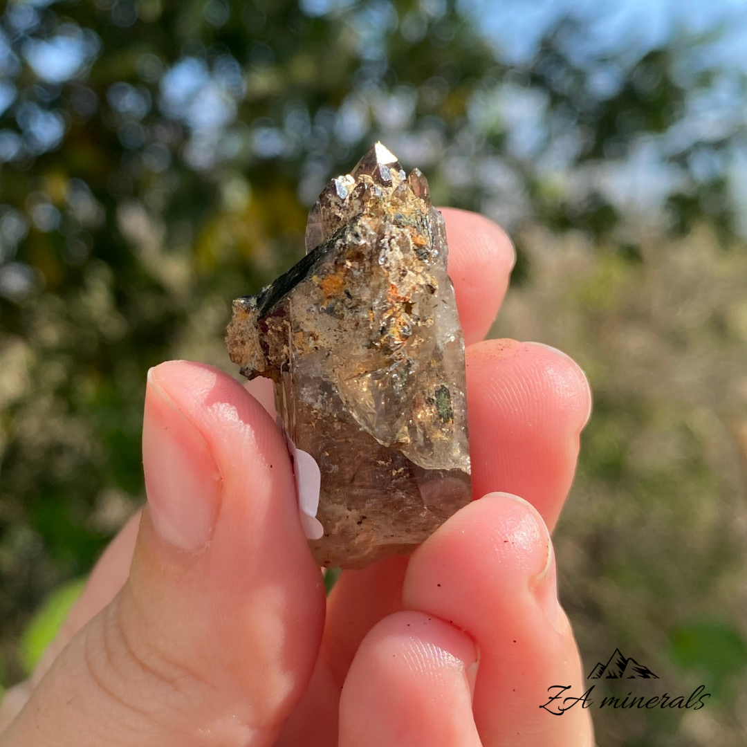 Cuarzo ahumado y aegirina 13g IB22 