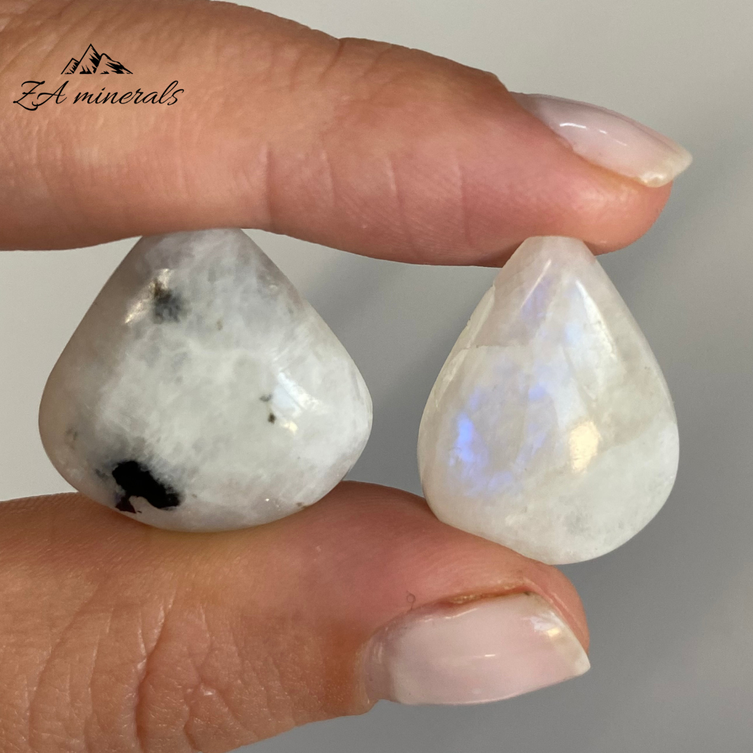 Polished Rainbow Moonstone Cabochon Set (x2) 0.008kg