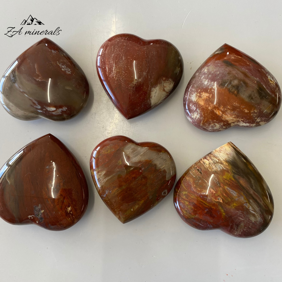 Polished Fossilized Wood Hearts 1kg