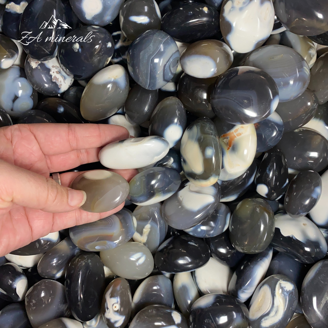 Polished Orca Agate Palmstones  1kg