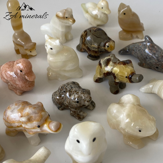 Aragonite Assorted Animal Carvings (5 pieces)