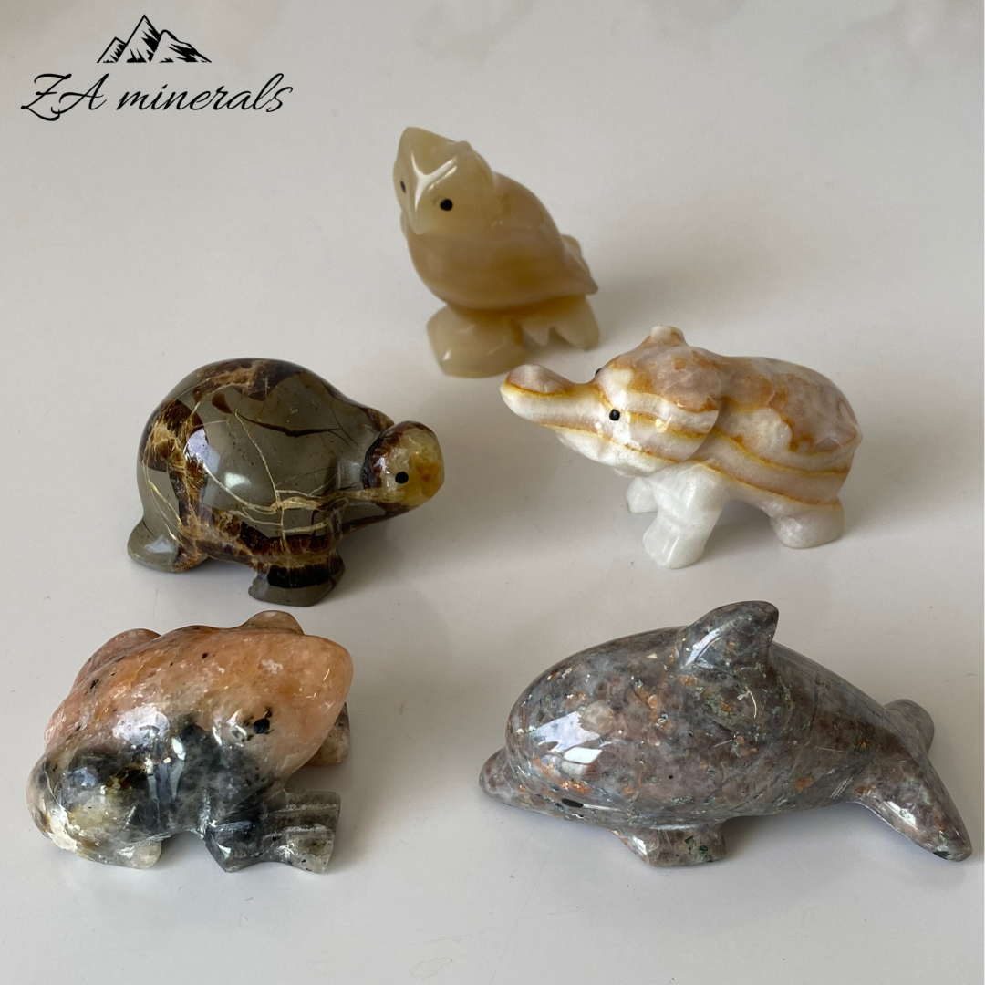 Aragonite Assorted Animal Carvings (5 pieces)