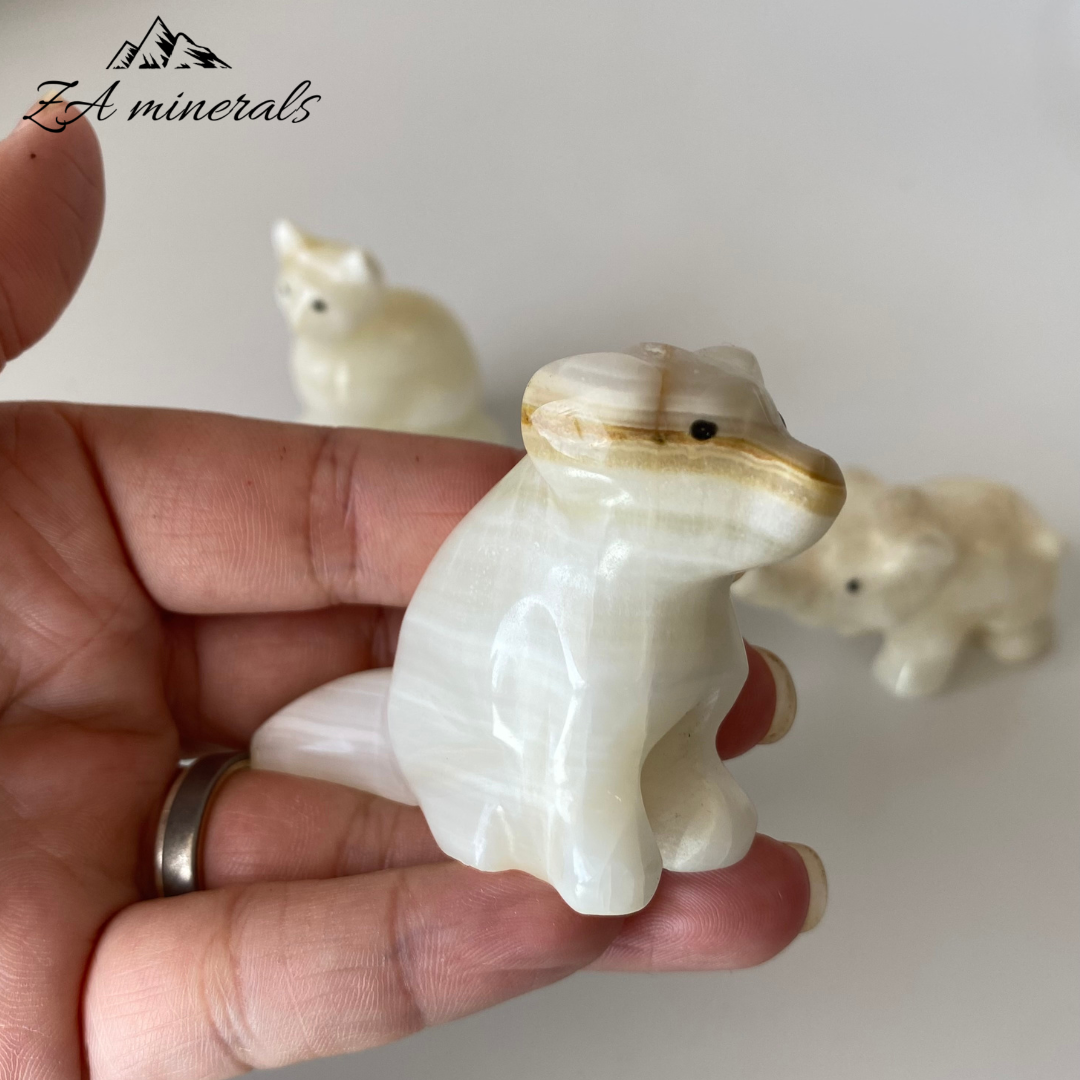 Aragonite Assorted Animal Carvings (5 pieces)