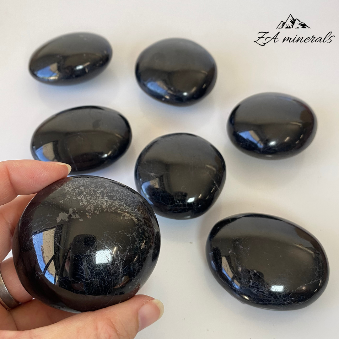 Polished Black Tourmaline Palmstones 1kg