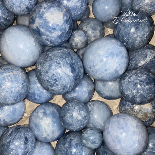 Polished Blue Calcite Spheres 1kg