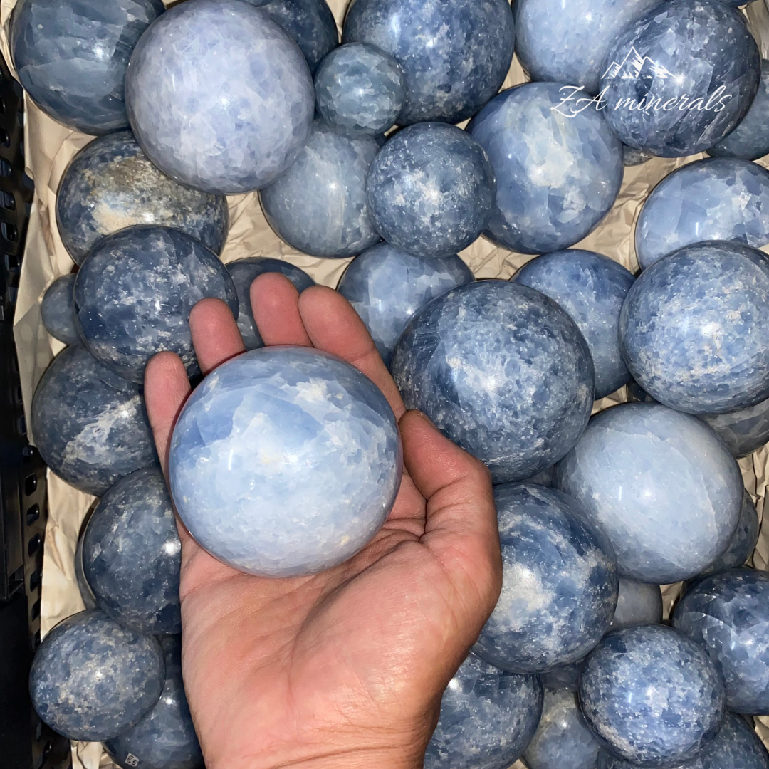 Polished Blue Calcite Spheres 1kg