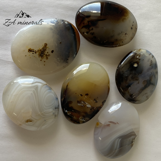 Polished Dendritic Agate palmstones (x6) 0.260kg GB16