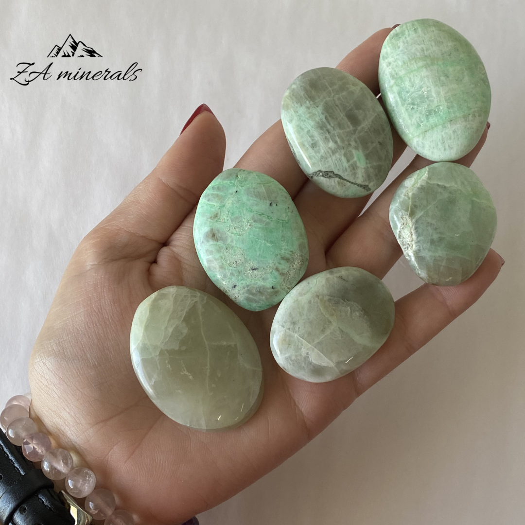 Polished Garnierite Small Palmstones (x6) 0.150kg GB26