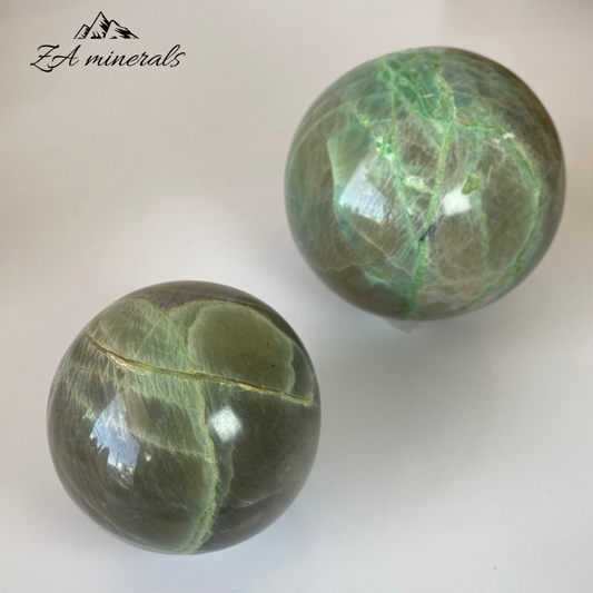 Polished Garnierite Spheres (x2) 1.168kg