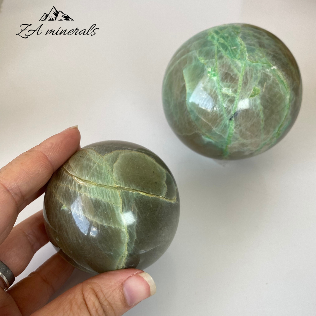 Polished Garnierite Spheres (x2) 1.168kg