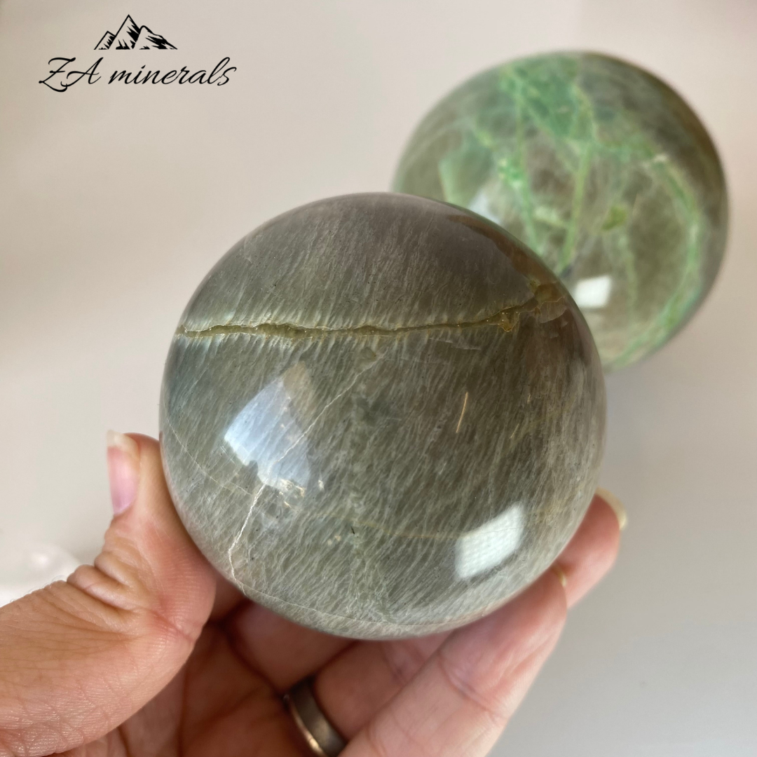 Polished Garnierite Spheres (x2) 1.168kg