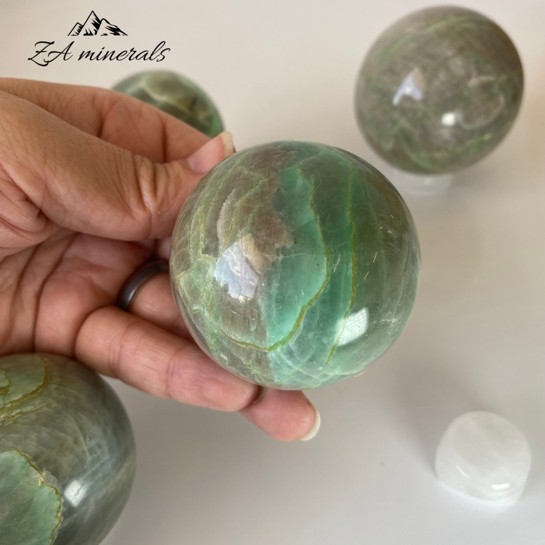 Polished Garnierite Spheres (x4) 1.152kg