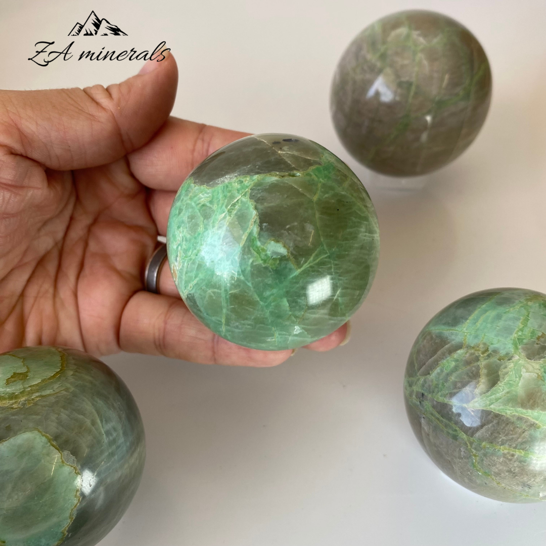 Polished Garnierite Spheres (x4) 1.152kg