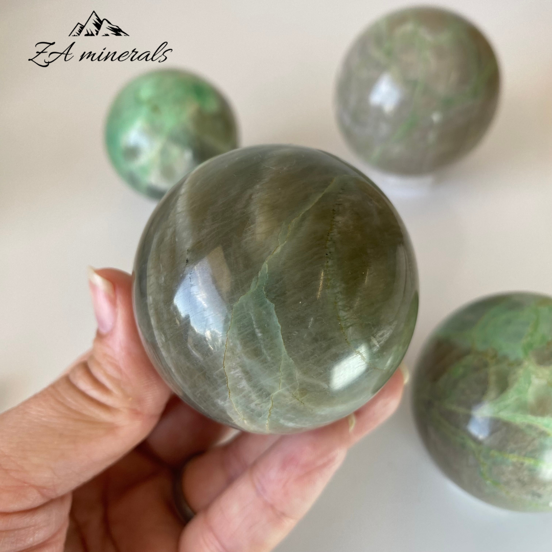 Polished Garnierite Spheres (x4) 1.152kg