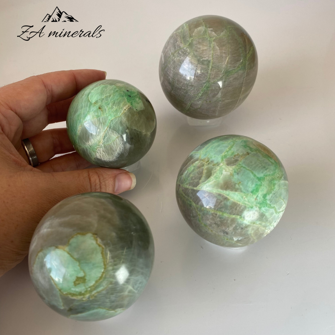 Polished Garnierite Spheres (x4) 1.152kg